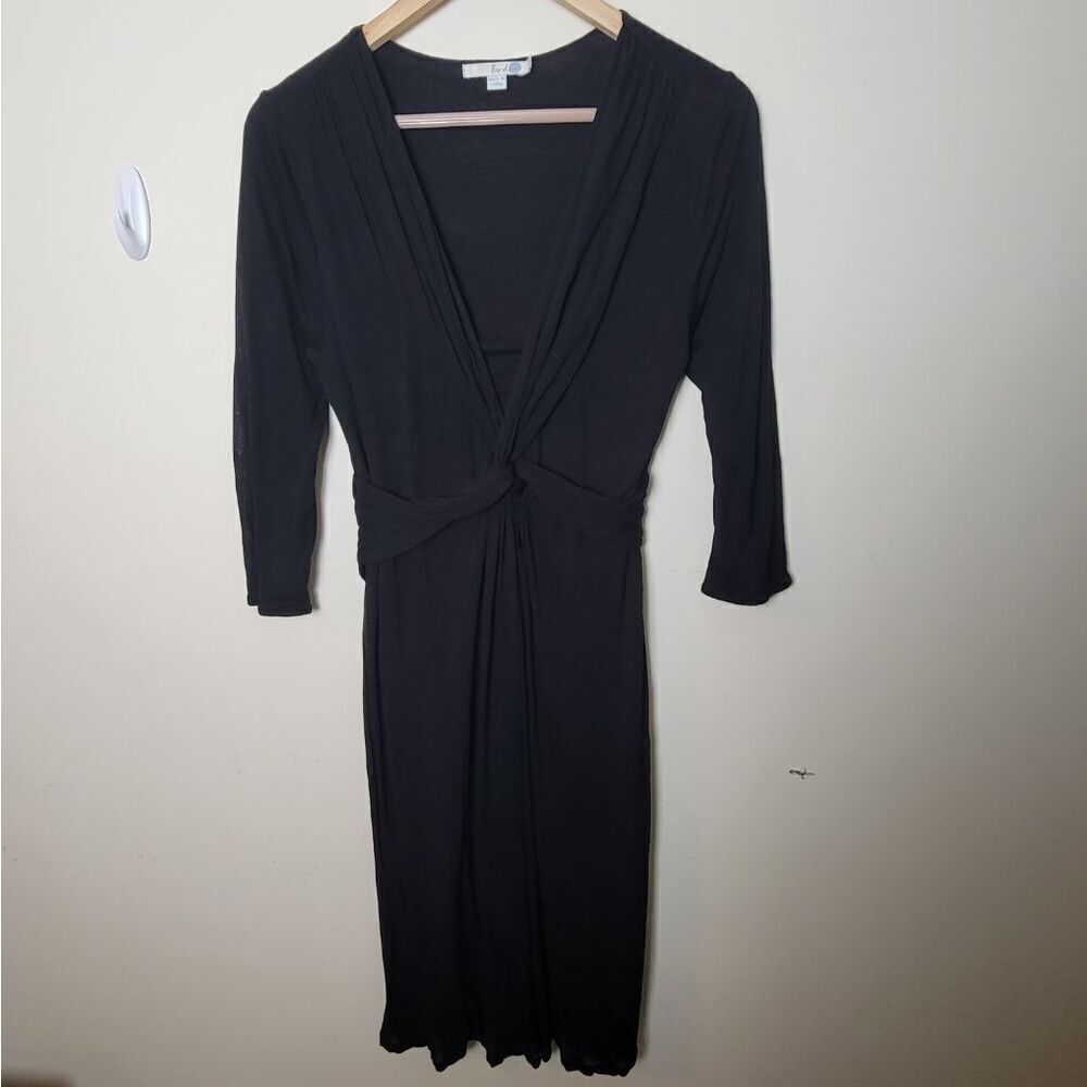 Boden Twist Knot Front Black Midi Dress Size 10R